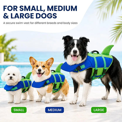 Dog Life Jacket with Chin Float, Shark Vest for Swimming, Rescue Handle
Pet Buoyancy Aid, Neck Support, Adjustable Straps, Quick-Release Buckles, Pool & Beach Use, Small to Large Dogs