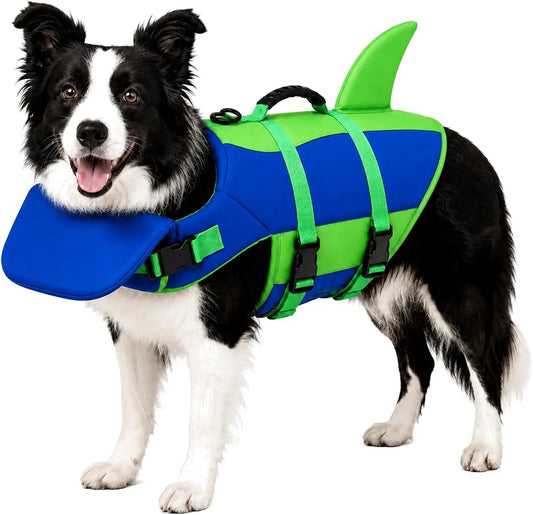 Dog Life Jacket with Chin Float, Shark Vest for Swimming, Rescue Handle
Pet Buoyancy Aid, Neck Support, Adjustable Straps, Quick-Release Buckles, Pool & Beach Use, Small to Large Dogs