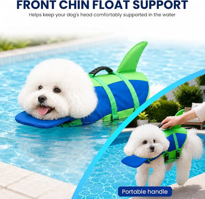 Dog Life Jacket with Chin Float, Shark Vest for Swimming, Rescue Handle
Pet Buoyancy Aid, Neck Support, Adjustable Straps, Quick-Release Buckles, Pool & Beach Use, Small to Large Dogs